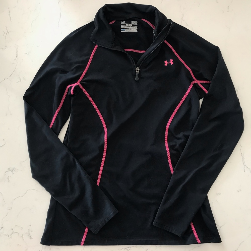 Under Armour black and pink cold gear quarter zip
